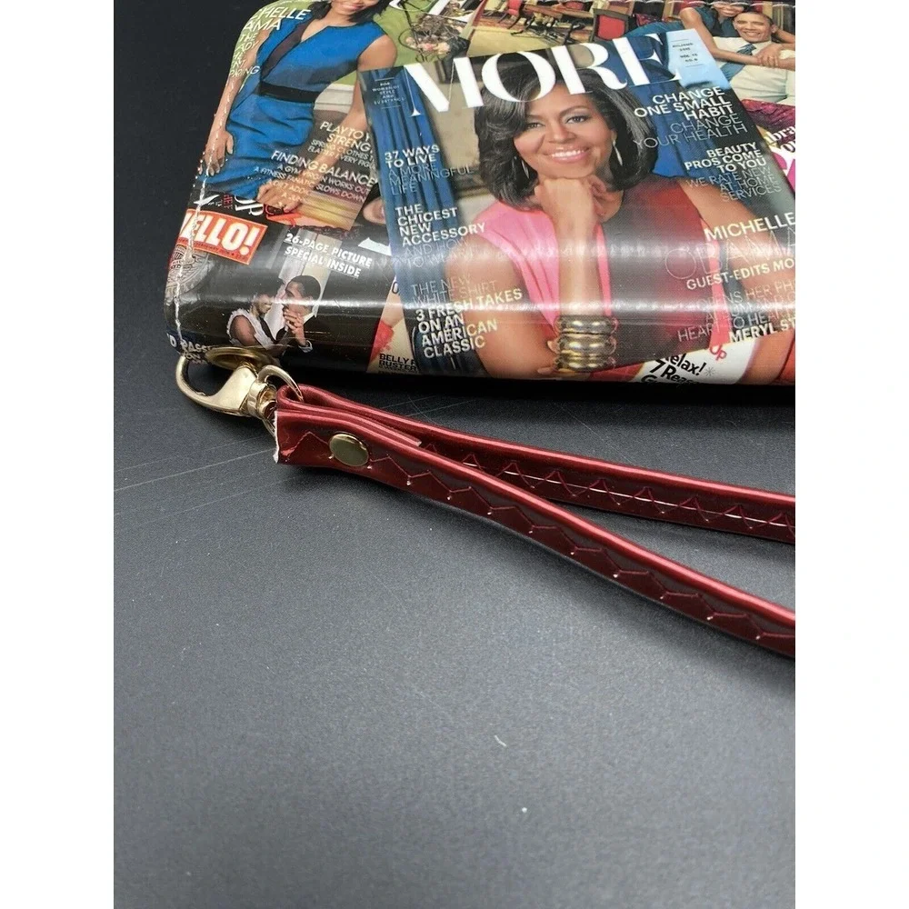 Michelle Obama Large Wallet‎ Wristlet Collage Magazine Credit Card Holder NWT